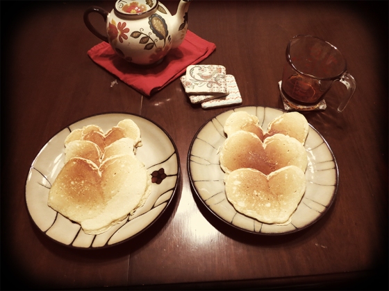 heart-shaped pancakes